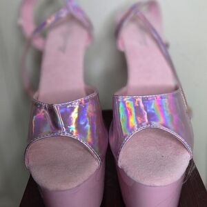 Holographic Pink Platform Sandals